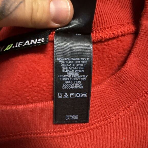 Vintage DKNY Jeans Spell out Crewneck Womens L Red Long Sleeve Stitched‎ Sweater - Picture 5 of 10